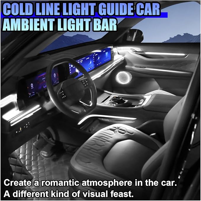 EL Wire Car Interior LED Strip Lights, 5V 16FT Neon Light Strip with Sewing Edge, USB Electroluminescent Car Interior Lights with Fuse Protection, Vehicle Ambient Lighting Decorations (White)