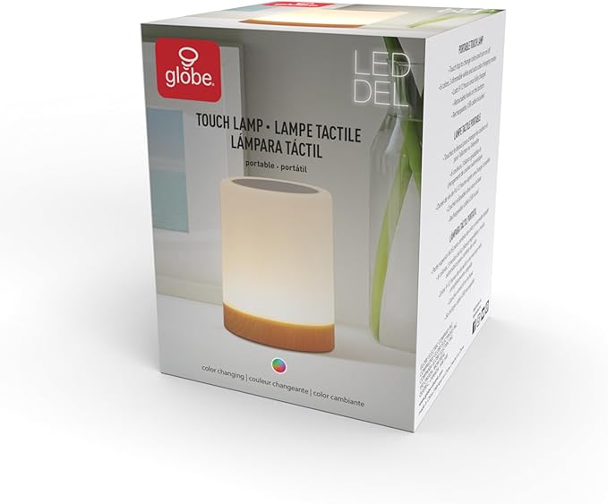 Globe Electric LED Integrated Rechargeable Multicolor Portable Touch Lamp with Included USB Cable