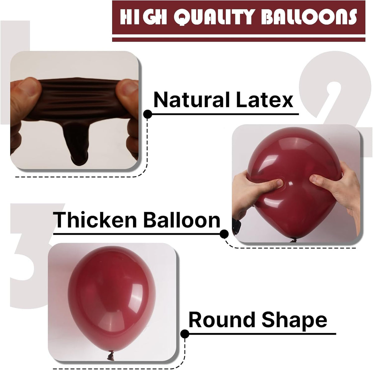 PartyWoo Burgundy Balloons - 140-Piece Dark Chestnut Red Balloon Arch Kit | Various Sizes for Celebrations