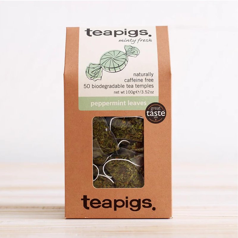 Teapigs Peppermint Leaves Tea Bags Made With Whole Tea Leaves, Natural Ingredients, Non-GMO, Caffeine-Free – 50 Count (1 Pack of 50 Teabags)