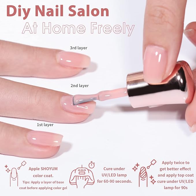 Jelly Pink Gel Nail Polish Set of 10 Colors Nude Gel Polish Kit UV LED Soak Off Nail Polish Gel Home DIY Manicure Nail Art Salon Varnish