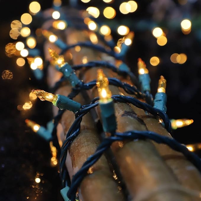 LAMPHOME Yellow Christmas Lights Decoration 300 Lights 63.8ft(2pk of 150L) UL Certified Mini Bulb Golden String Lights Set for Outdoor Christmas Tree Garden Holiday Party Patio Decor