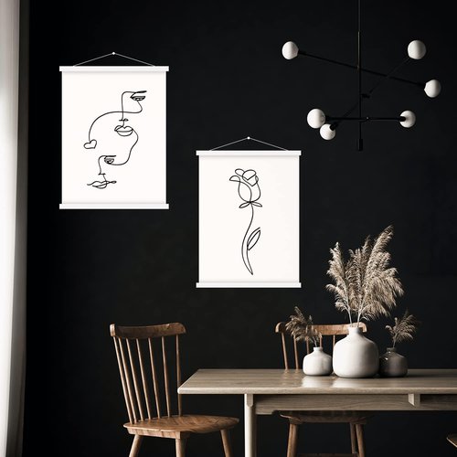 Benjia Magnetic Light Wood Poster Frame - 14x22 & 14x20 Sizes for Photos & Artwork | White Finish
