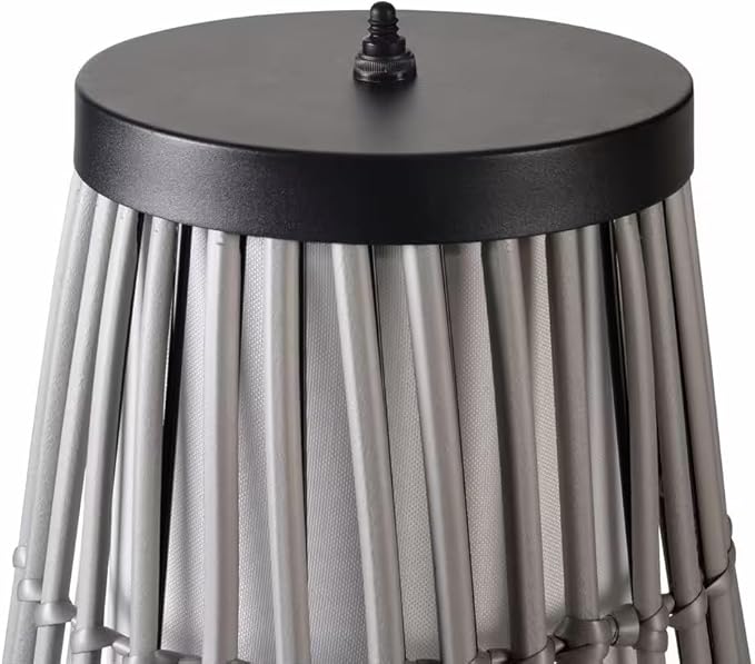 Indoor Outdoor Garden Patio Porch Rattan Simulation Gray Floor Lamp 51" Weather Resistant Bohemian Style TropicalBeach Appearance