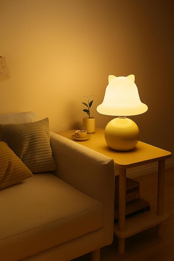 Joyzy Bell Table Lamp for Bedroom,Desk Bedside Small Lamps for Living Room Night Stands Lights Vintage Mushroom Lighting Decor Cute Modern Light,Unique Aesthetic Home Living Room Decor