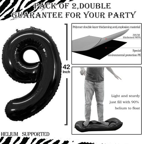GOER Jumbo 42-Inch Number 19 Balloons - Sweet 19 Birthday Party Decorations | Black Foil Helium
