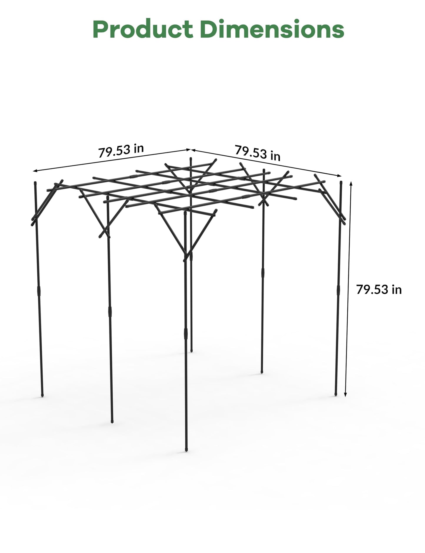 79.53" Metal Garden Arch Trellis, Dome/Flat Top Climbing Plant Support Arbor, Heavy Duty 20mm Steel Grape Trellis for Vine, Flower, Wedding Ceremony & Outdoor Garden Decor