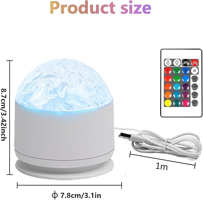 Ocean Wave Projector Light, 16 Color Water Ripple Lamp with Remote Control, 3D Ocean Lamp for Home Office Bar Restaurant