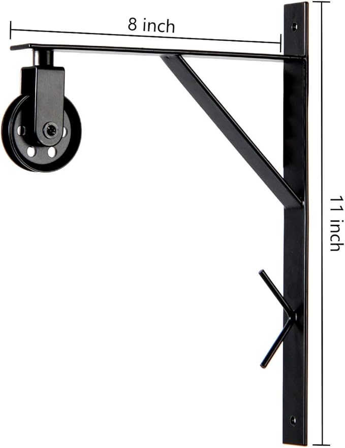 Topotdor Wall Mount Bracket and Pulley Set of 2 for Vintage Farmhouse Hanging Lighting DIY Industrial Pendant Light Fixture (Black)