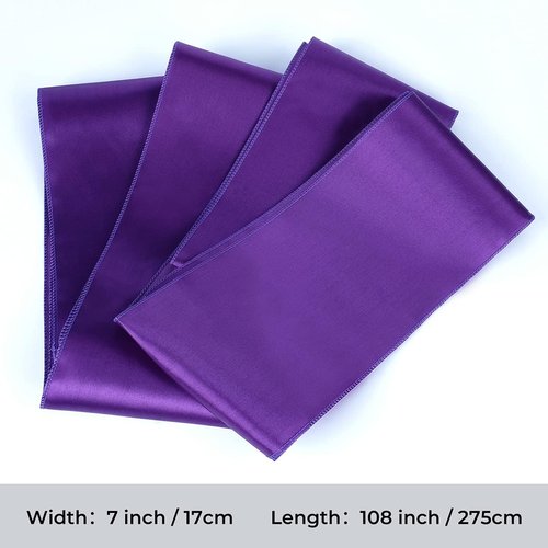 Babenest Satin Chair Sashes - Upgraded 50 Pcs Chair Ribbons & Bows for Weddings & Events | Purple
