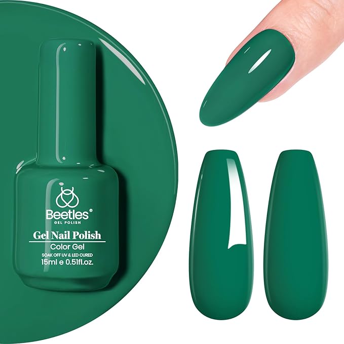 Beetles Green Gel Nail Polish, 1Pcs 15ml Color Gel Polish Soak Off UV LED St Patricks Day Nails Art Manicure Salon DIY Home Spring Nails Gift for Women