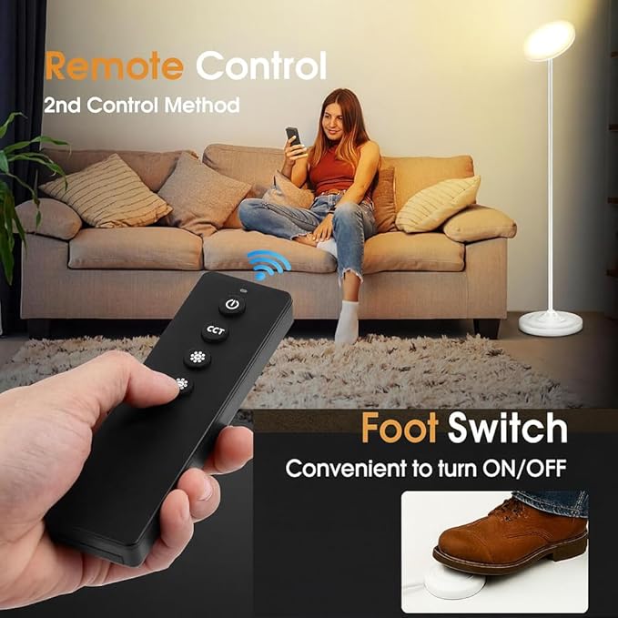 30W/2600LM Bright Floor Lamp with Remote Control, RGB Color Changing Torchiere Floor Lamp, Stepless Adjust Color Temperatures and Brightness for Bedroom and Play Room