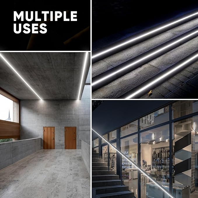 Shine Decor LED Neon Rope Lights AC 120V, ETL-Listed Flexible 120LEDs/M Dotless Strip Lighting, Custom Cuttable & IP65 Waterproof for Indoor Outdoor, 7x14.5mm, 6500K Cool White, 50FT