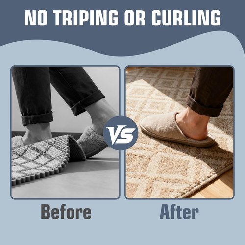 Heavywood Non-Slip Rug Grippers - Reusable Double-Sided Carpet Tape for Area Rugs | 8-Pack Washable Stickers
