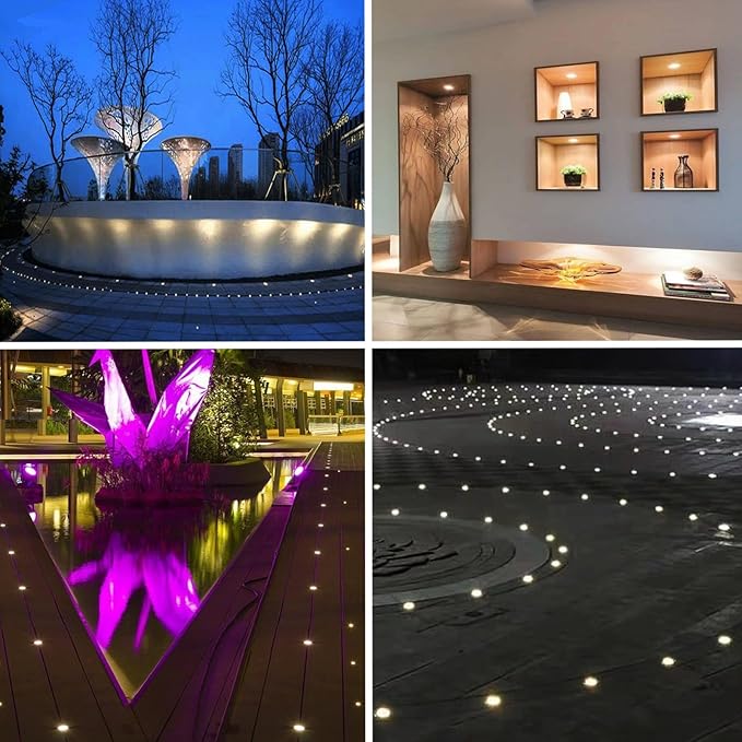 LED Mini In-Ground Starlight, 1W 12V DC Low Voltage Recessed Well Light, IP67 Waterproof, Buried Underground Marker Outdoor Landscape Lighting,Warm White 3000K (12V DC, 10 Pack)