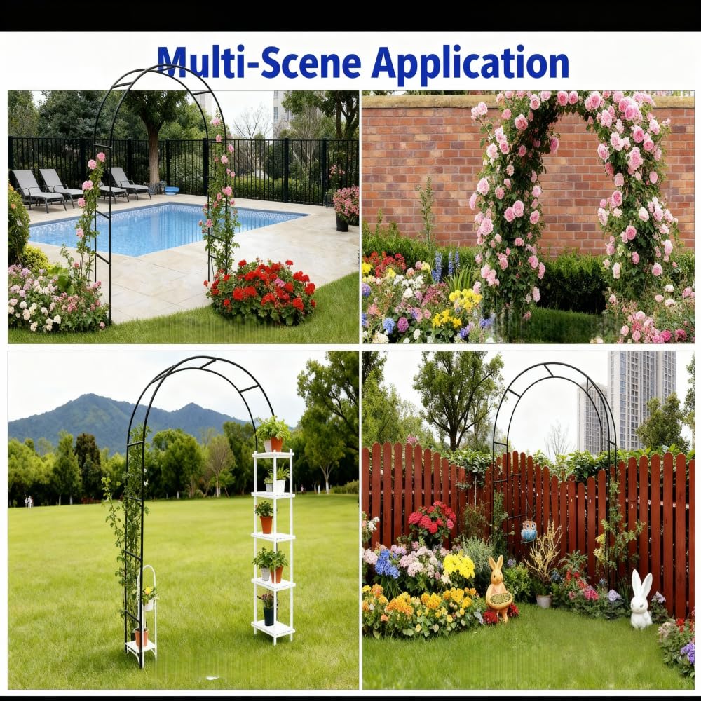 Garden Arch Trellis,Metal Pergola Arbor, Wedding Arch Flowers Frame Backdrop Stand,Garden Arch Arbor for Climbing Plant Wedding Bridal Party Decoration,Assemble Freely 2 Sizes
