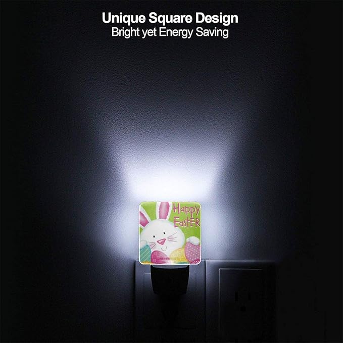 LED Night Light 2 PCS Easter Night Light Cute Rabbit Lamp Plug-in LED Nightlights Dusk to Dawn Sensor Night Lamp for Bedroom Room Nursery Hallway Stairs Kitchen Wall Decorative