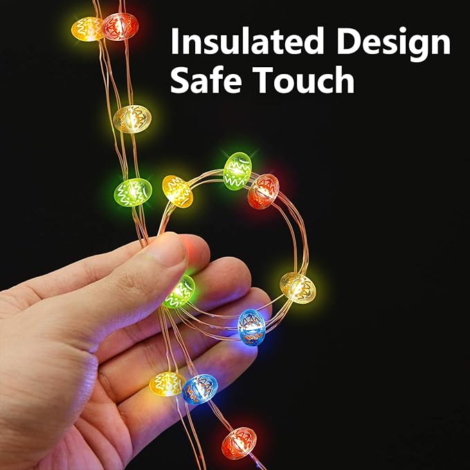 pozzolanas Led Fairy Lights Battery Operated Mini String Lights 1P Easter Egg Lights 16FT 50LEDs Waterproof for Easter Indoor Outdoor Home Party Tree Windows