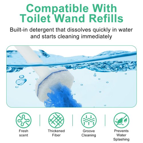 100 Count Toilet Wand Refills for Clorox, Disposable Toilet Brush Compatible with Clorox ToiletWand Cleaning System, Upgrade Fiber Bowl Cleaner Brush for Closestool Cleaning