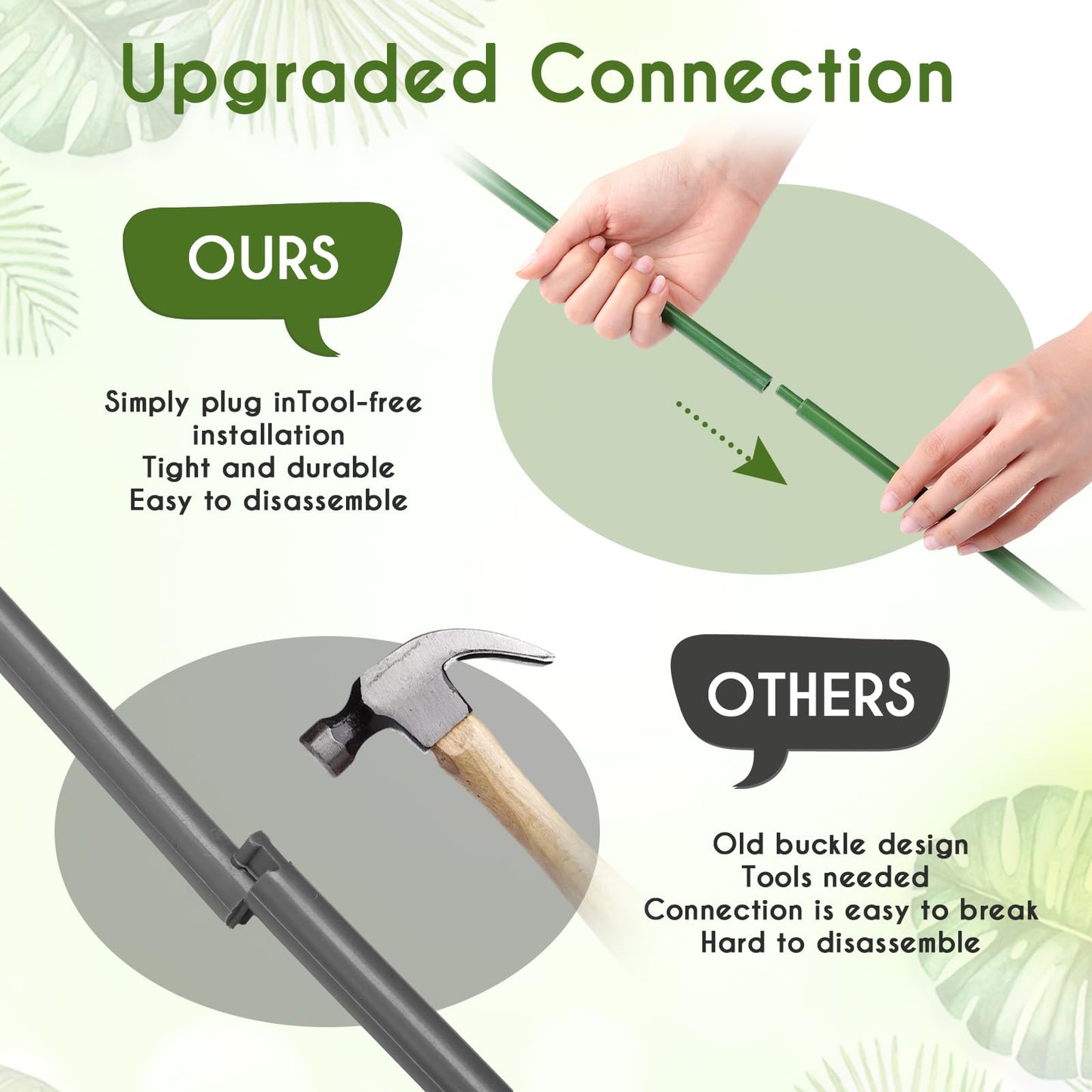 Cinnvoice 6 Pack 39.37" Stackable Plant Support Stakes Plant Support for Indoor Outdoor Green Twig Plant Sticks with Extension Poles Plastic Branch Trellis for Climbing Potted Flower Monstera