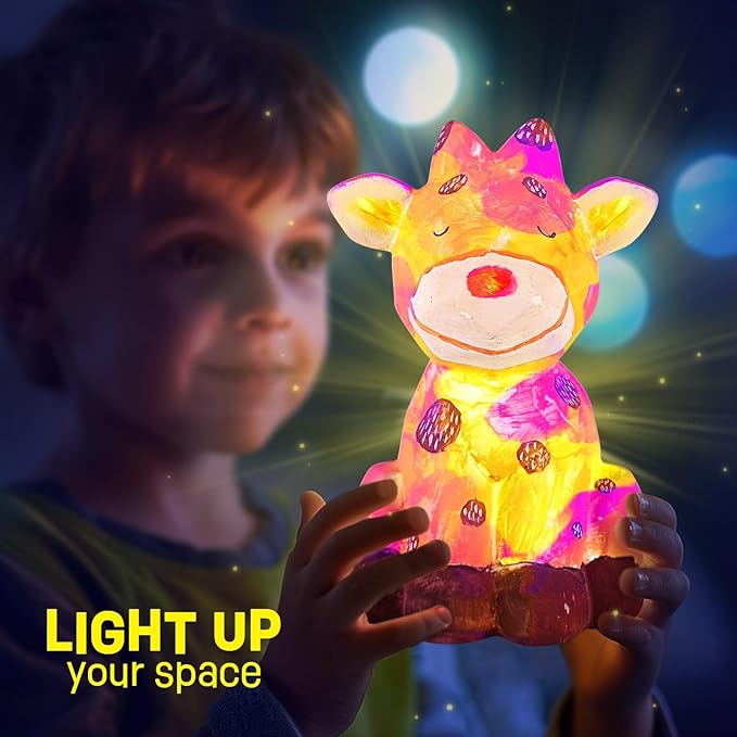 WTOPAVTN Paint Your Own Lamp kit - DIY Painting Kit, Painting Kit Arts & Crafts for Kids Ages 8-12, Art Supplies Birthday Easter Party Holiday Gift, Girls Boy Gift Ages 3 4 5 6 7 8 9 10 11 12+ (Cow)