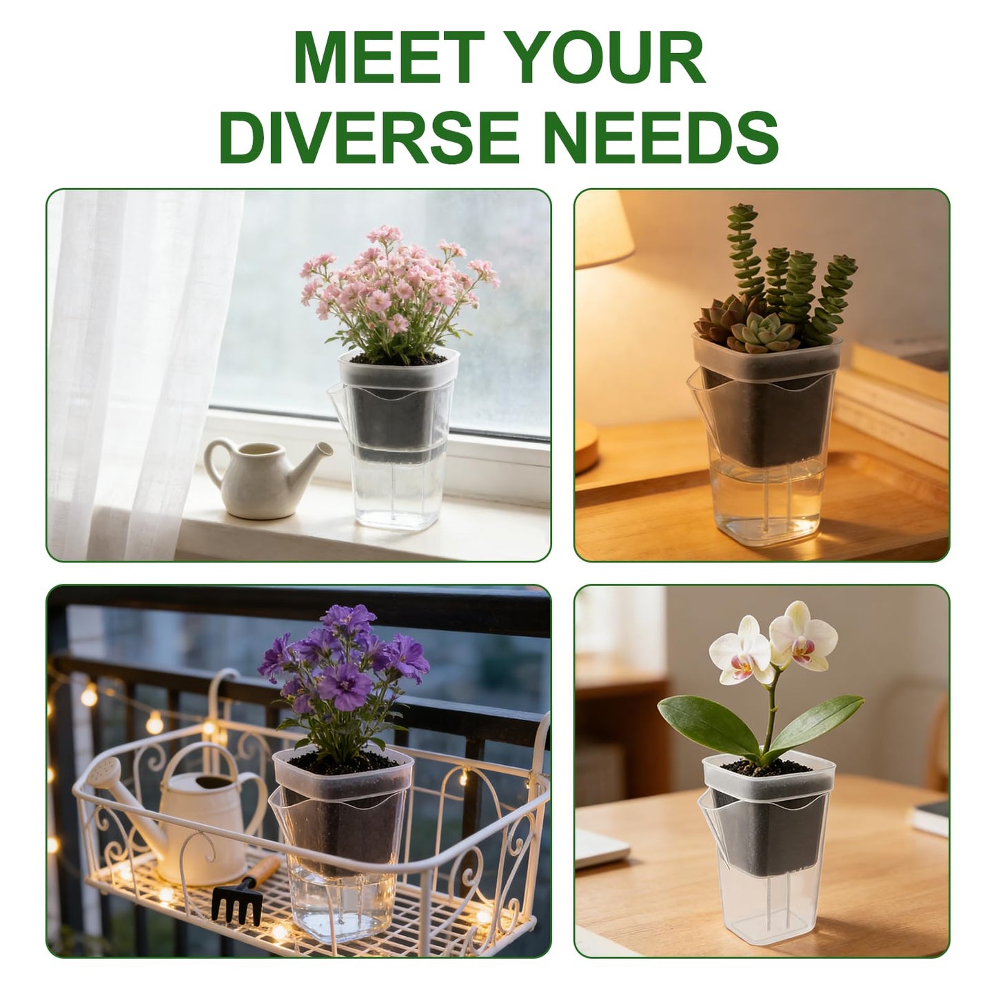 SZFHUMFT Clear Self Watering Pots - 10 Pack 2.5 Inch Clear Self Watering Pots for Indoor Plants, Semi Hydroponic Pots with Drainage Holes, Labels & Wicks