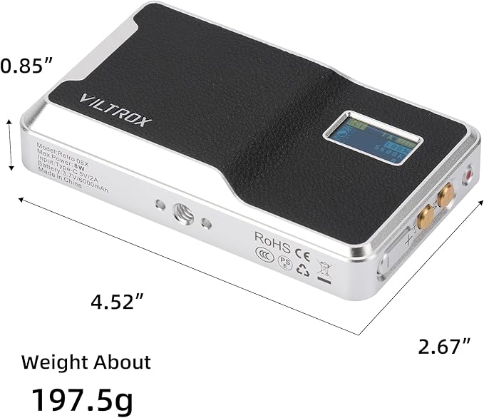 VILTROX 6000mAh On Camera LED Light, APP Control RGB Video Light, All Metal RGB Portable LED Photography Lighting, Led Camera Light Panel for Video Recording (Retro 08X)