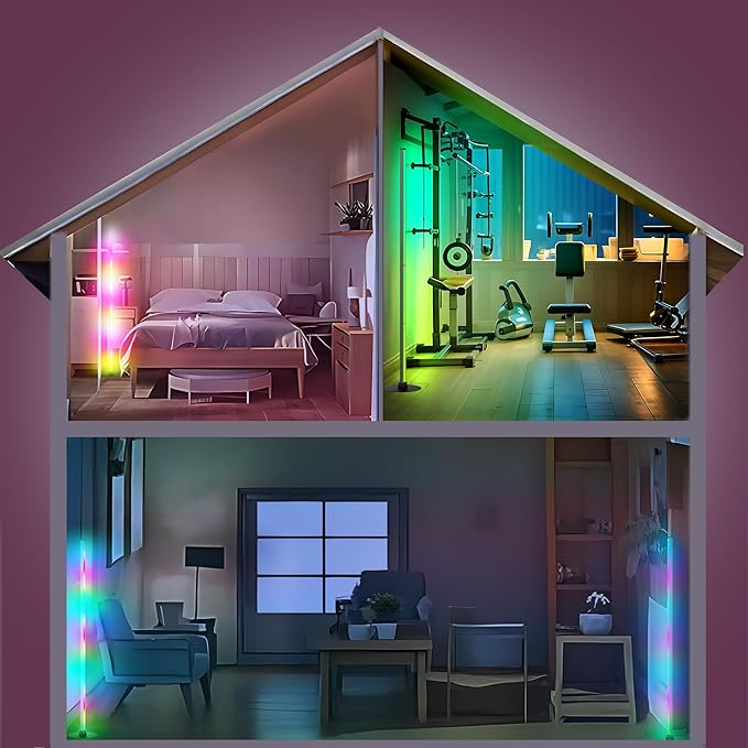 Smart RGB Corner Floor Lamp, 5.3FT Height LED Standing Lamp with APP/Remote Control, for Living Rooms, Bedrooms, and Gaming Rooms