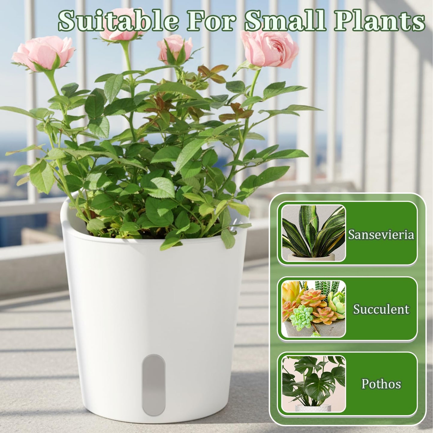 SHENLIU 3" Self Watering Pots, 20 Sets Plastic Self Watering Planters for Indoor Planters with Water Level Indicator and Multiple Vents Perfect for Succulents House Plants Flowers