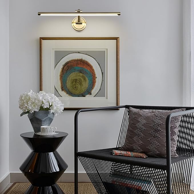 Hard-Wired Picture Lights 23.6 Inch Dimmable LED Wall Art Lighting Modern Gallery Light Poster Lights Adjustable Swing Arm Picture Frame Light for Display Art Work,14W,2700K, Warm White Antique Bronze