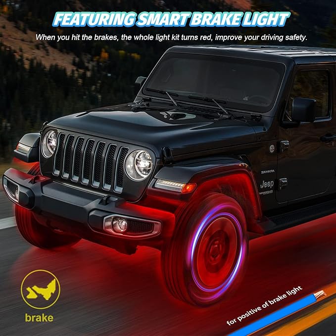 16 Pods RGB LED Rock Lights for Semi Trucks Offroad Pickup Trailer Sedan, Segmented Change Color Underglow Lights Kit with APP/RF Control, 12V Waterproof Neon Multicolor Vehicle Underbody Light