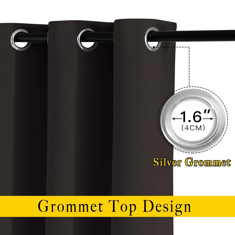 NICETOWN Blackout Thick Window Curtains - (W52 x L108, Brown, 2 Panels) Thermal Insulated Grommet Drape Panels for Bedroom and Living Room