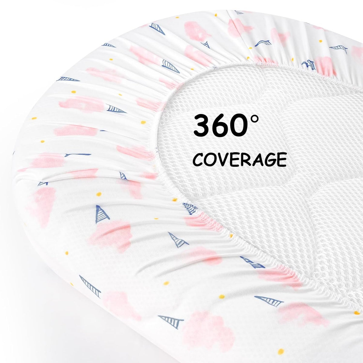 Yoofoss Bassinet Sheets - 3-Pack Fitted Set for Halo & Baby Delight | Soft, Breathable Pink & Floral Designs