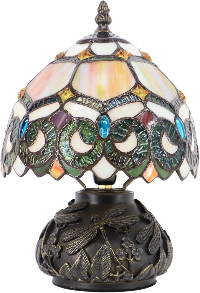 Small Tiffany Mushroom Table Lamp,Mini Memory Sympathy Antique lamp 8X11 Inch (Seven Color Baroque)