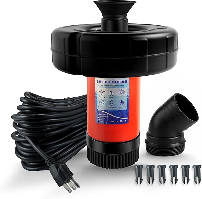Pond Fountain Aerator 750W, 1HP 15000 GPH Floating Aerating Pump, 120ft Power Cord for Small & Large Ponds & Lakes (120V)