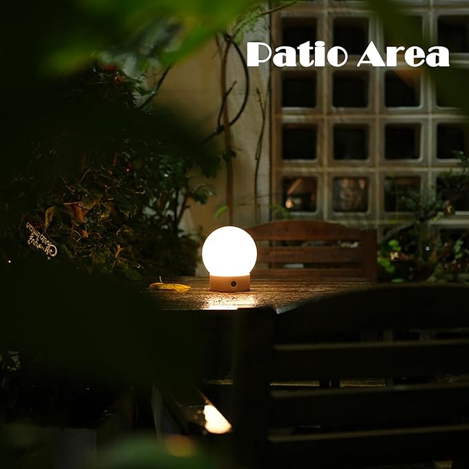 Small Cute Cordless Table Lamp Rechargeable, Battery Operated Shower Lamp Waterproof, Touch Dimmable Globe Ambient Light for Outdoor/Bedside/Patio/Dining (Black)