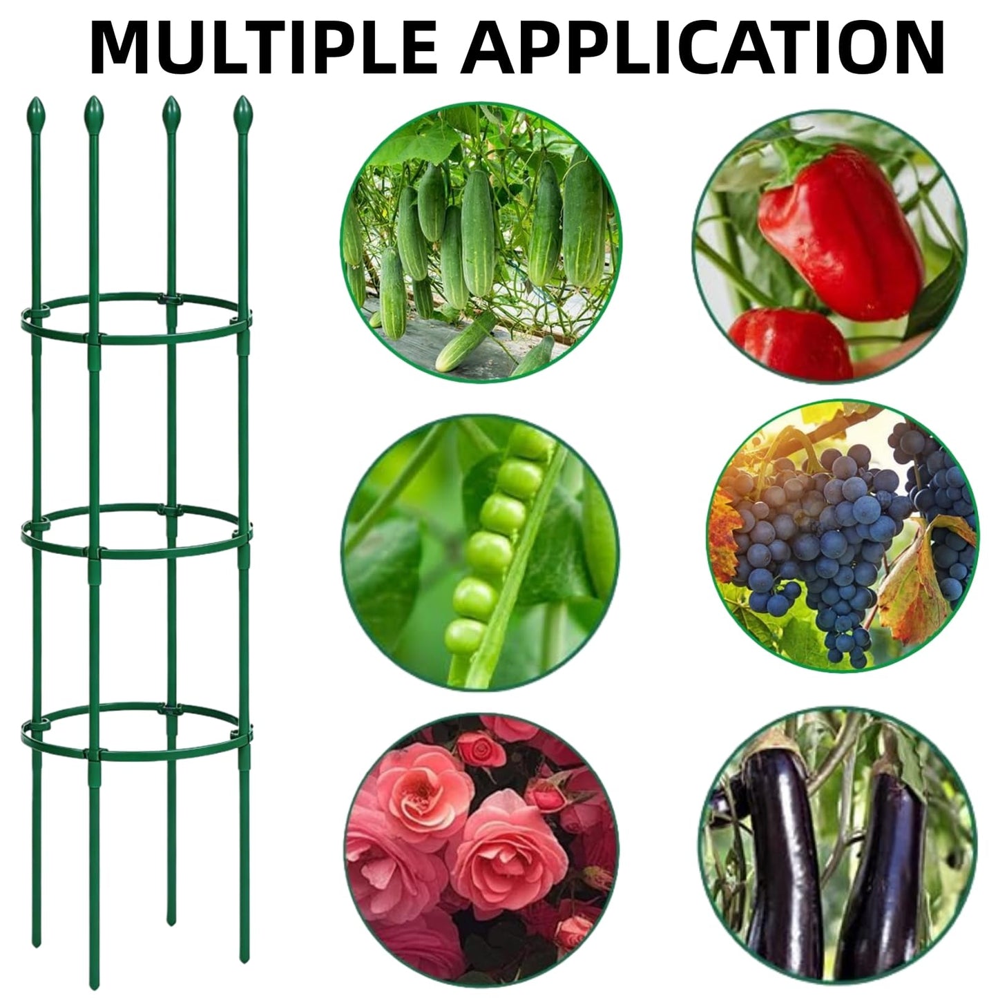 3 Pack Heavy Duty Tomato Cages for Garden, 59 Inch Tall Adjustable Metal Tomato Plant Support for Pots, Round Trellis for Climbing Plants Outdoor, Vegetable, Cucumber, Beans