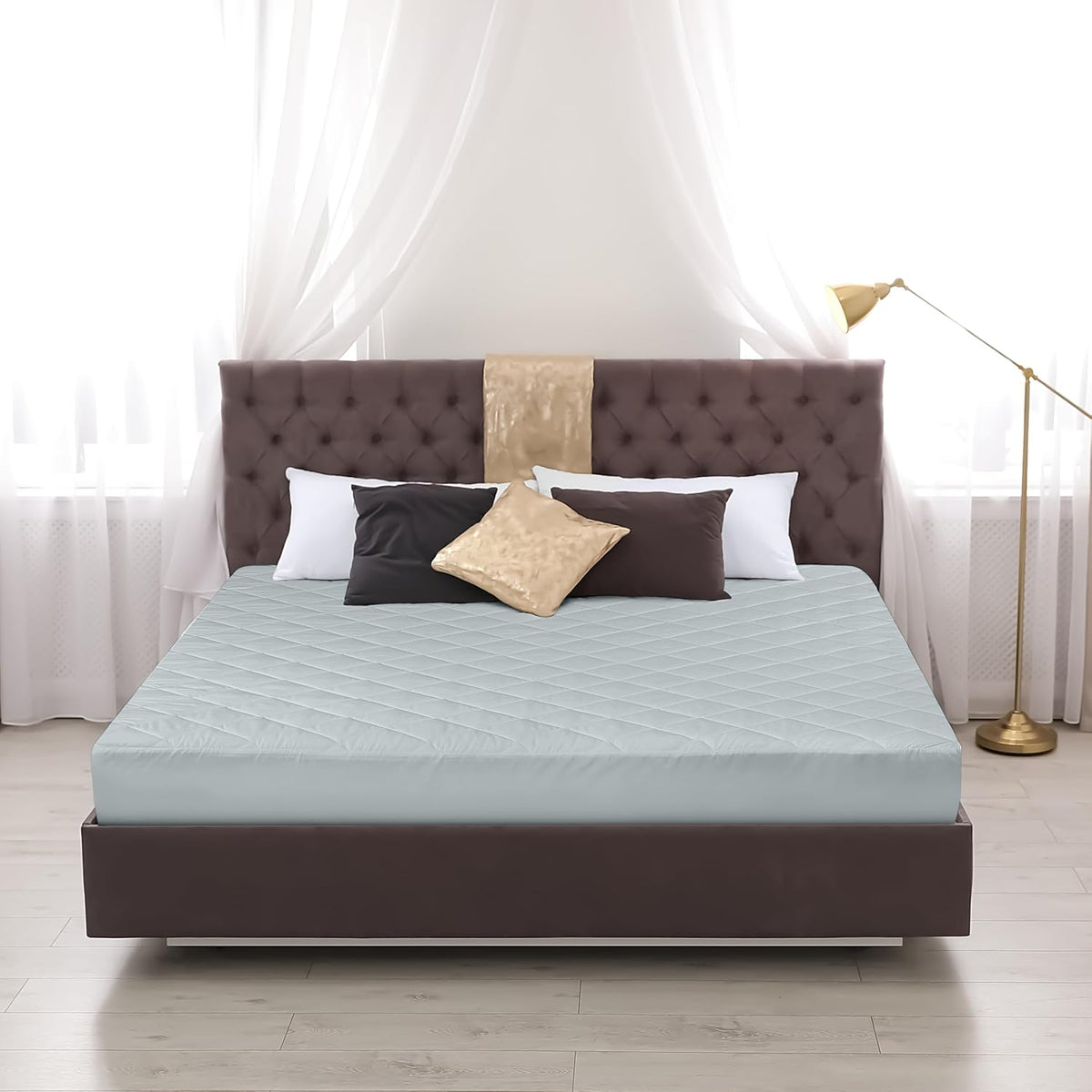 Utopia Bedding Quilted Fitted Mattress Pad - Twin Size, Deep Pocket Protector, Machine Washable | Light Grey