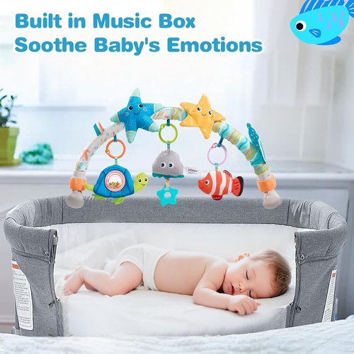 Jollybaby Musical Bassinet Mobile - Clip-On Toy with Music Box for Infants 0-12 Months | Starfish Design