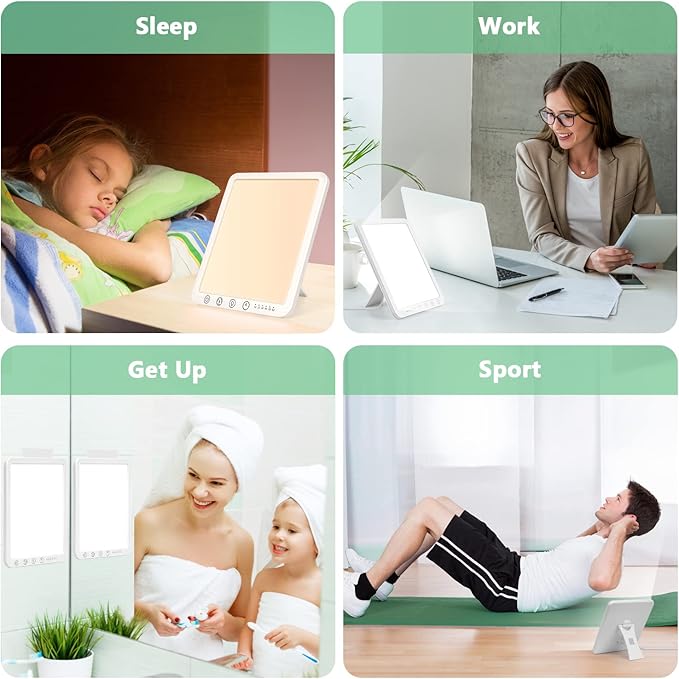 Light Therapy Lamp, 15000 Lx Sun Lamp,3 Color Temperature, 5 Levels of Adjustable Brightness and Timer Function Light Lamp, Touch Control, Rotatable Stand, Memory Function, Home/Office Use