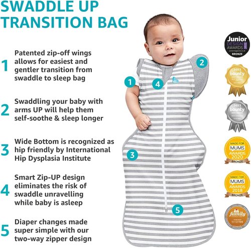 Love to Dream Swaddle Up Transition Swaddle - Patented Zip-Off Wings for Safe Baby Rolling | 1.0 TOG, 13-19 lbs, Deep Olive