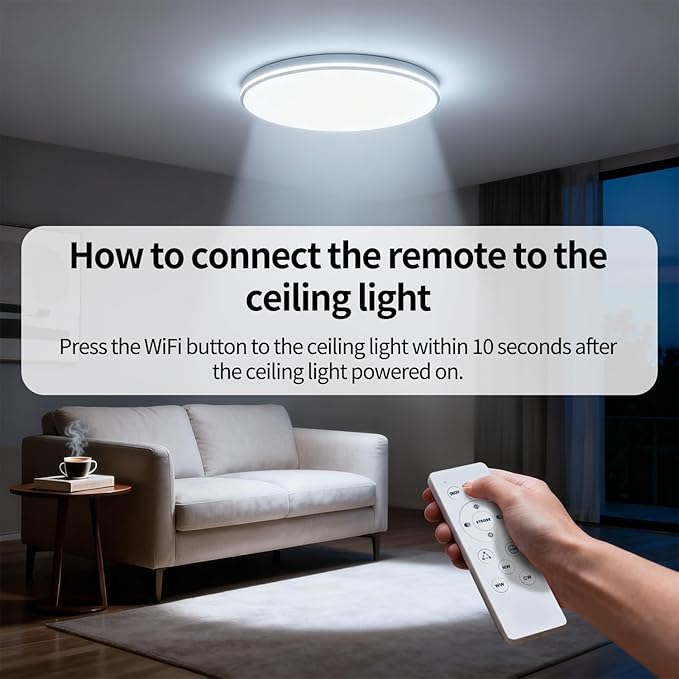 Smart LED Ceiling Lights RGBCW Color Changing Ceiling Light Compatible with Alexa Google Home Flush Mount Ceiling Lamp 24W Time Scheduler Dimmable for Living Room, Bedroom