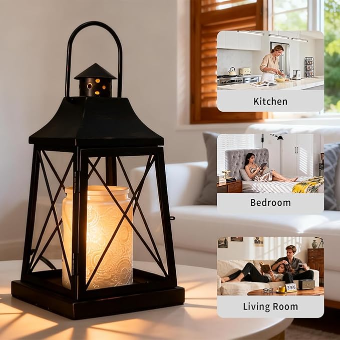 Candle Warmer Lamp with Timer,Compatible with 3 Wick Candles Jars,Vintage Candle Warmer Lantern Lamp,Dimmable Farmhouse Candle Lamp Warmer,Fully Enclosed and Hanging Up Designed