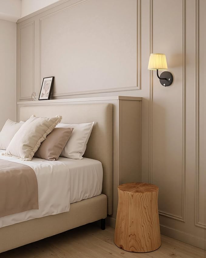 PUSU Motion Sensor Black H9.6 inch Small Wall Sconces Set of 2, LED Cordless Rechargeable 5200mAh Battery Operated Fabric Wall Lamps with Remote, Lighting for Living Room, Bedroom, Hallway, Stairs