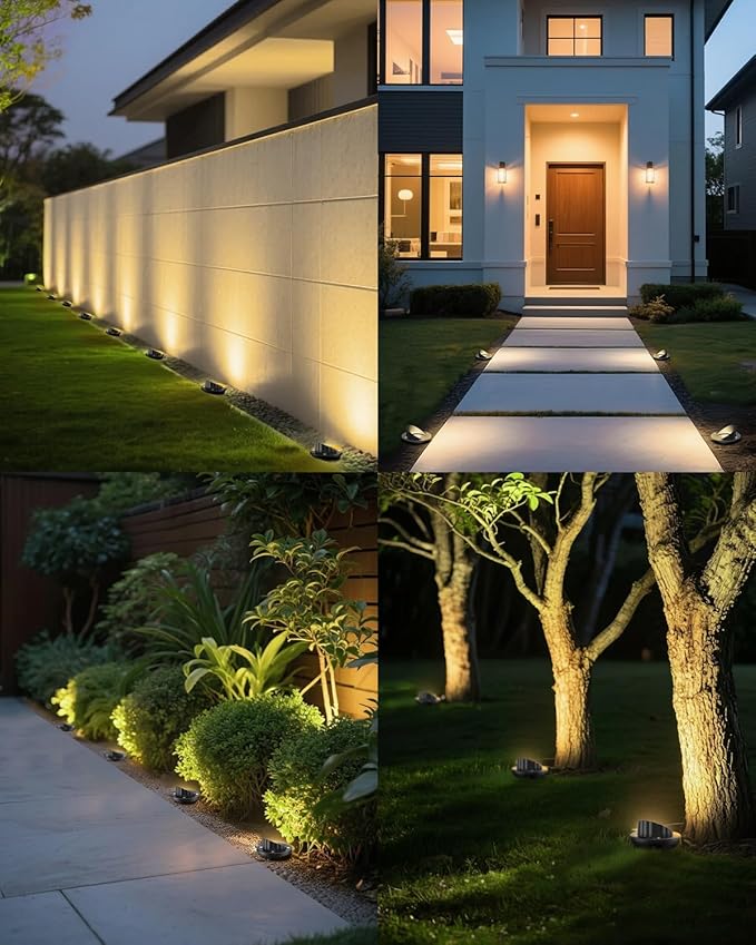 HIBOITEC Low Voltage Landscape Lights, 12W LED Outdoor In-Ground Lights 1200LM Waterproof IP67 Landscape Lighting, Anti-Glare Die-Cast Aluminum Garden Lights for Pathway Tree Yard, 2 Pack