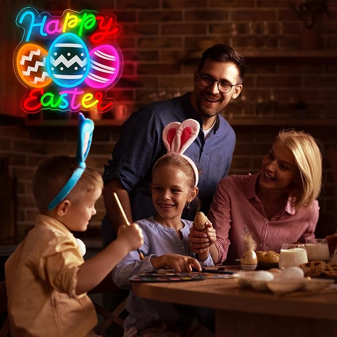 Easter Egg Neon Signs for Wall Decor Dimmable Easter Egg Neon Light Sign Festival Decor for Shop Party Kids Room Window Bar Pink Festival Eggs Signs for Spring Decoration Gifts Size 12.9*12.6in(P040)