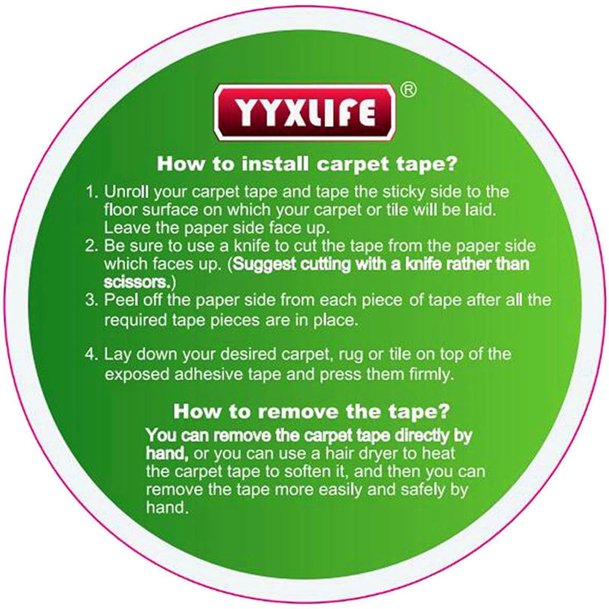 YYXLIFE Double-Sided Carpet Tape - Heavy-Duty Adhesive for Hardwood Floors & Area Rugs | 2 Inch x 12 Yards