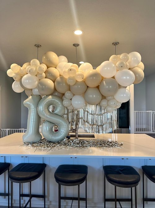 10 Balloons Number - 10th Birthday Decorations for Boys & Girls | Cream 40-Inch Balloons for Celebrations