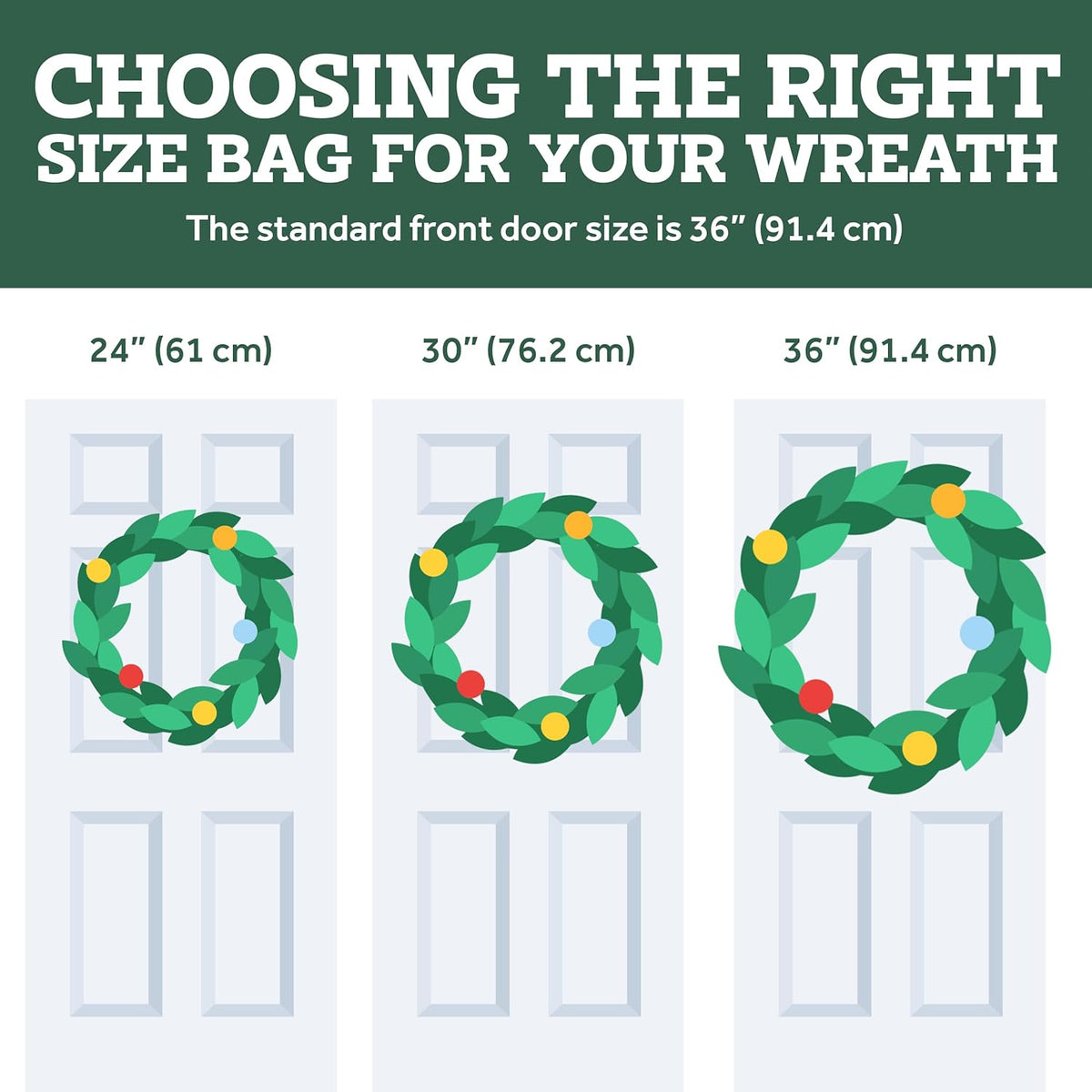 ZOBER Wreath Storage Container - 30 Inch Dual Zippered Bag for Artificial Wreaths - Durable Gray Design