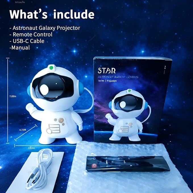 Astronaut Galaxy Projector, 8 Modes Starry Night Light with Remote Control, 360° Adjustable Magnetic Head, 5W LED Nebula Lamp for Bedroom, Kids Room, Game Room, Ceiling, Gift for Christmas Birthday